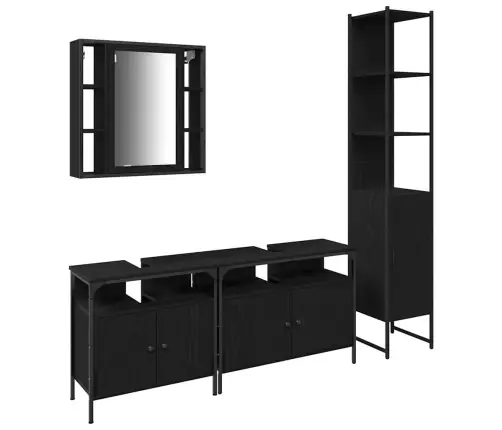 4 Daļīgais Vannas Istabas Mēbeļu Komplekts Melnā Ozola Kokā Vidaxl