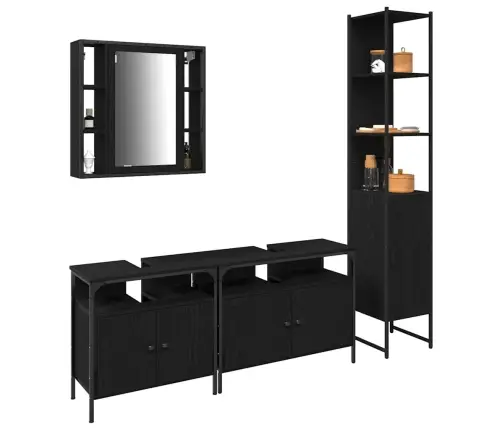 4 Daļīgais Vannas Istabas Mēbeļu Komplekts Melnā Ozola Kokā Vidaxl