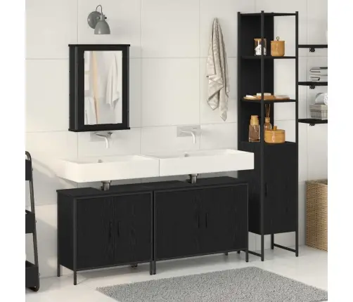 Vannitoa Mööbleset Riiuliga Ladustamisega 4 Pcs Must Tehispuit