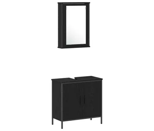 Vannitoa Mööbleset Riiuliga Ladustamisega 4 Pcs Must Tehispuit