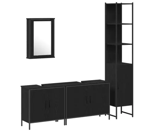 Vannitoa Mööbleset Riiuliga Ladustamisega 4 Pcs Must Tehispuit