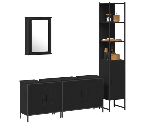 Vannitoa Mööbleset Riiuliga Ladustamisega 4 Pcs Must Tehispuit