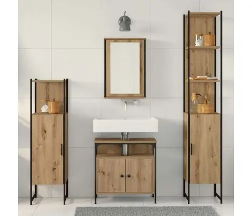 4 Daļu Vannas Istabas Mēbeļu Komplekts Artisan Oak Vidaxl