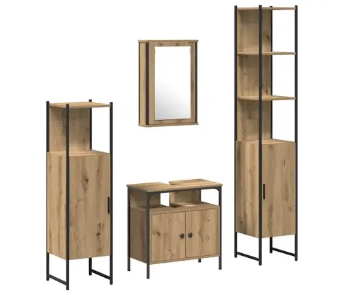 4 Daļu Vannas Istabas Mēbeļu Komplekts Artisan Oak Vidaxl