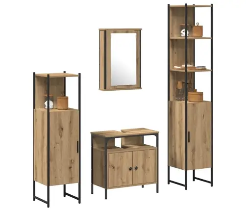 4 Daļu Vannas Istabas Mēbeļu Komplekts Artisan Oak Vidaxl