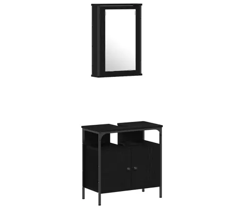 Vonios Baldų Rinkinys 4 Pcs Juoda Ąžuolo 33 X 33 X 185.5 Cm