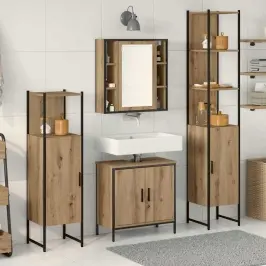 Vannas Istabas Mēbeļu Komplekts 4 Pcs Brūna 33 X 33 X 185.5 Cm Vidaxl