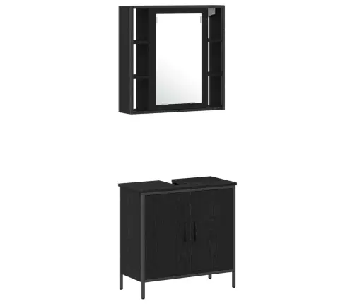 Vannitoa Mööbleset Riiuliga Ladustamisega 4 Pcs Must Tehispuit