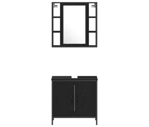 Vannitoa Mööbleset Riiuliga Ladustamisega 4 Pcs Must Tehispuit