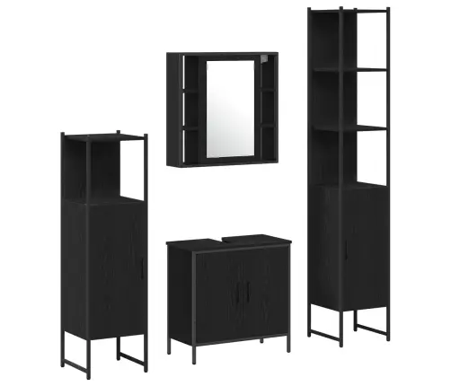 Vannitoa Mööbleset Riiuliga Ladustamisega 4 Pcs Must Tehispuit