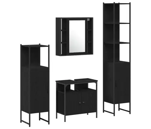 Vonios Spintos Komplektas 4 Pcs Juoda Ąžuolo 33 X 33 X 185.5 Cm Vonios Spintos Komplektas 4 Pcs Juoda Ąžuolo 33 X 33 X 185.5 Cm