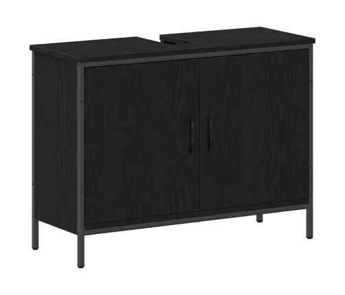 4 Daļu Vannasistabas Mēbeļu Komplekts Melnā Ozola Inženierijas Kokā Vidaxl