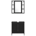 Vonios Baldų Rinkinys Su Lentyna 4 Pcs Juoda 33 X 33 X 185.5 Cm