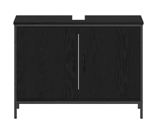 4 Daļu Vannasistabas Mēbeļu Komplekts Melnā Ozola Inženierijas Kokā Vidaxl