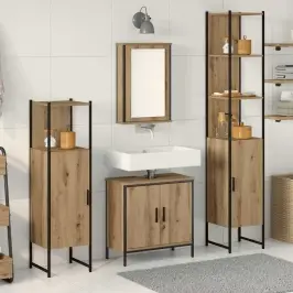 Vannitoa Mööbleset 4 Pcs Pruun 33 X 33 X 185.5 Cm Tehispuit
