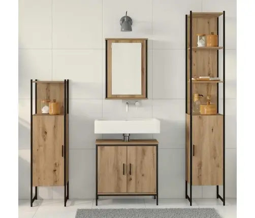 Vannitoa Mööbleset 4 Pcs Pruun 33 X 33 X 185.5 Cm Tehispuit