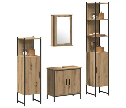 Vannitoa Mööbleset 4 Pcs Pruun 33 X 33 X 185.5 Cm Tehispuit