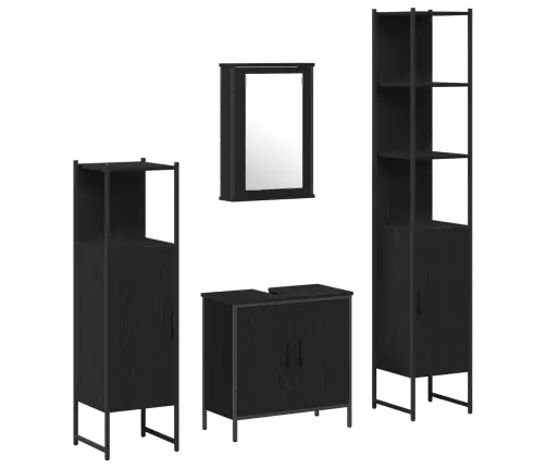 Vannitoa Mööbleset Riiuliga Ladustamisega 4 Pcs Must Tehispuit