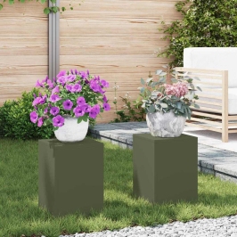 Augalo Stovai 2 Pcs Alyvuogių Žalia 24 X 24 X 35 Cm Plienas