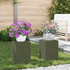Augu Stendi 2 Pcs Olīvu Zaļa 24 X 24 X 35 Cm Tērauds Vidaxl