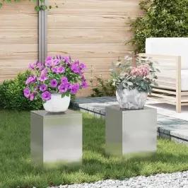 Augu Stendi 2 Pcs Sudraba 24 X 24 X 35 Cm Nerūsējošs Tērauds Vidaxl