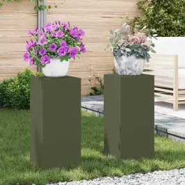 Augalo Stovai 2 Pcs Alyvuogių Žalia 24 X 24 X 55 Cm Plienas
