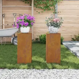 Augu Stendi 2 Pcs Rūsa 24 X 24 X 55 Cm Novecināts Tērauds Vidaxl