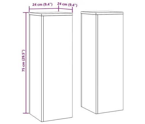 Augalo Stovai 2 Pcs Juoda 24 X 24 X 75 Cm Plienas