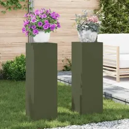 Augu Stendi 2 Pcs Olīvu Zaļa 24 X 24 X 75 Cm Tērauds Vidaxl