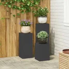 Augu Stendi 3 Pcs Melna 24 X 24 X 75 Cm Tērauds Vidaxl