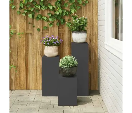 Augalo Stovai 3 Pcs Juoda 24 X 24 X 75 Cm Plienas Augalo Stovai 3 Pcs Juoda 24 X 24 X 75 Cm Plienas