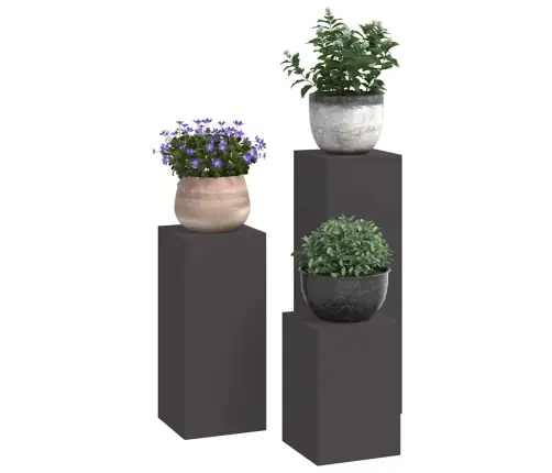 Augalo Stovai 3 Pcs Juoda 24 X 24 X 75 Cm Plienas Augalo Stovai 3 Pcs Juoda 24 X 24 X 75 Cm Plienas