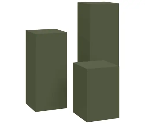 Augalo Stovai 3 Pcs Alyvuogių Žalia 24 X 24 X 75 Cm Plienas