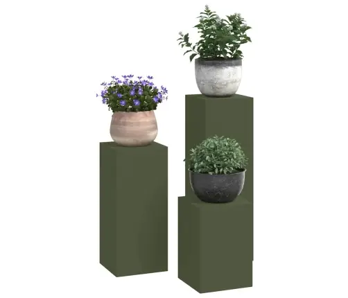 Augalo Stovai 3 Pcs Alyvuogių Žalia 24 X 24 X 75 Cm Plienas