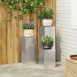 Augu Stendi 3 Pcs Sudraba 24 X 24 X 75 Cm Nerūsējošs Tērauds Vidaxl