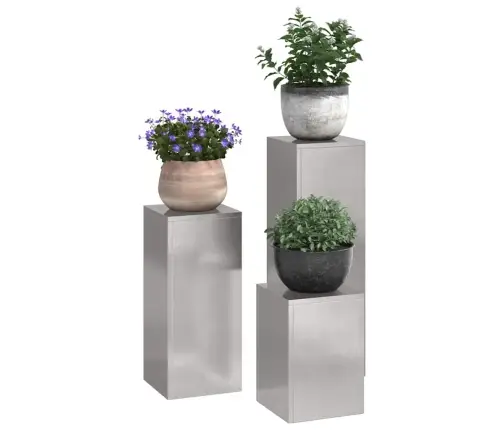 Augalų Stovas 3 Pcs Sidabro Nerūdijantis Plienas