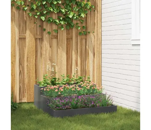 Dārza Pods 3 Līmeņos 90X90X35 Cm Antracīta Tērauds Vidaxl