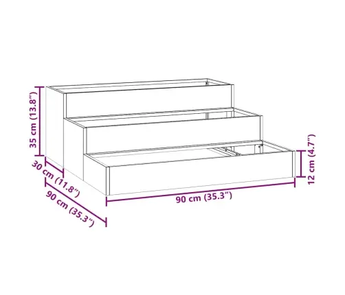 Dārza Pods 3 Līmeņos 90X90X35 Cm Antracīta Tērauds Vidaxl