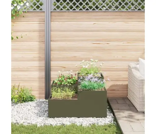 Dārza Stādītājs 100X100X48 Cm Olīvu Zaļš Tērauds Vidaxl