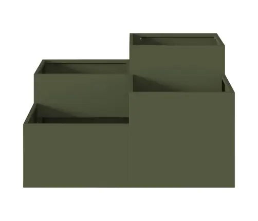 Dārza Stādītājs 100X100X48 Cm Olīvu Zaļš Tērauds Vidaxl