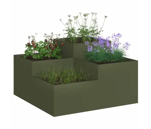 Dārza Stādītājs 100X100X48 Cm Olīvu Zaļš Tērauds Vidaxl