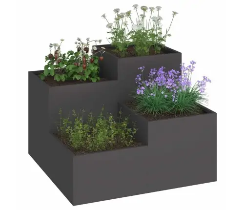 Sodo Vazonas Juoda 100 X 100 X 60 Cm Plienas