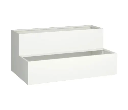 Dārza Plauktiņš 2-Līmeņu 100X60X45 Cm Balts Tērauds Vidaxl