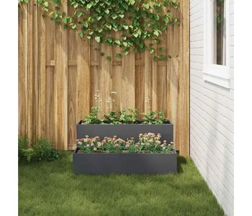 Dārza Stādītājs 2 Līmeņi 100 X 60 X 45 Cm Antracīts Plastmasa Vidaxl