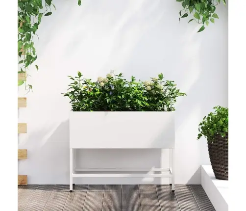 Pakeltas Sodo Vazonas Balta 60 X 26 X 45 Cm Plienas