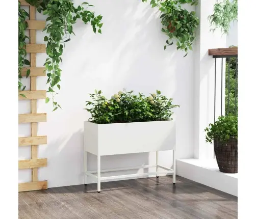 Pakeltas Sodo Vazonas Balta 60 X 26 X 45 Cm Plienas