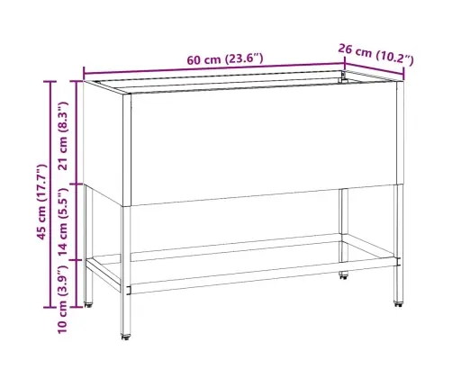 Pacelts Dārza Stādītājs Antracīts 60 X 26 X 45 Cm Tērauds Vidaxl