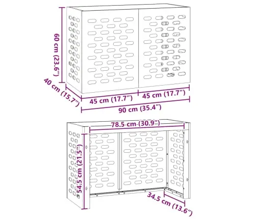Gaisa Kondicioniera Pārsegs Melna 90 X 40 X 60 Cm Tērauds Vidaxl