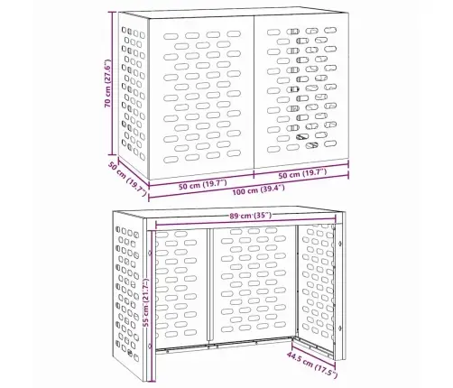 Gaisa Kondicioniera Pārsegs Melna 100 X 50 X 70 Cm Tērauds Vidaxl