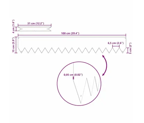 Dārza Apmales 50 Gab. Antracīts 100X0.5X15 Cm Plastmasa Vidaxl